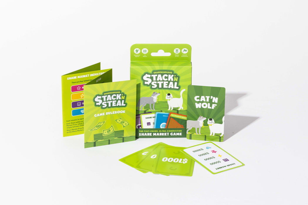 Sharenanigans Stack ‘n Steal - The Fast-Paced, Ultra-Competitive Share Market Card Game